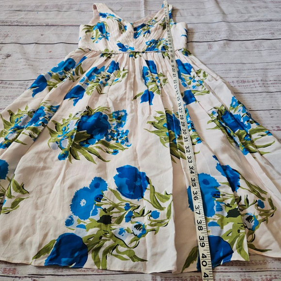 Boden Serena Swishy Blue Floral Pleated Mini Fit And Flare Dress Womens 4L - Picture 4 of 6